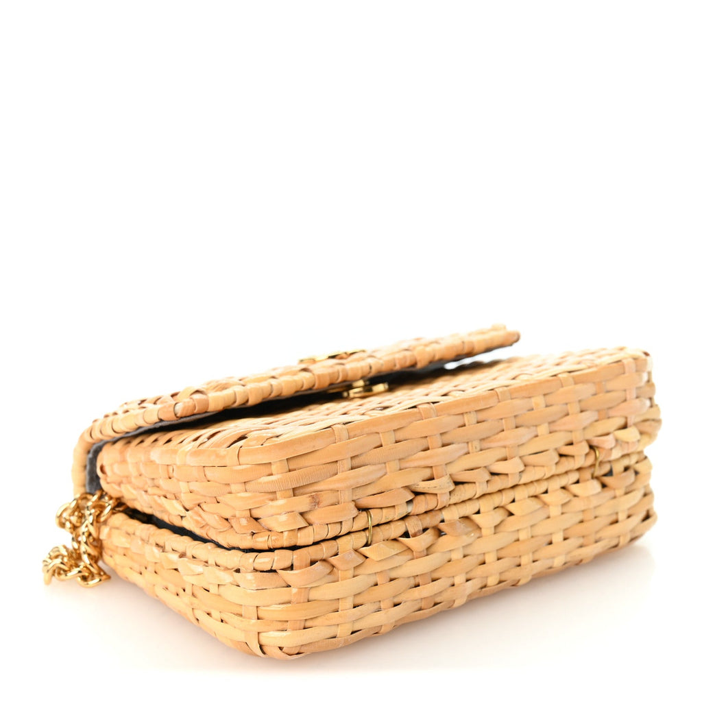 Glazed Wicker Mini Cestino Shoulder Bag Natural
