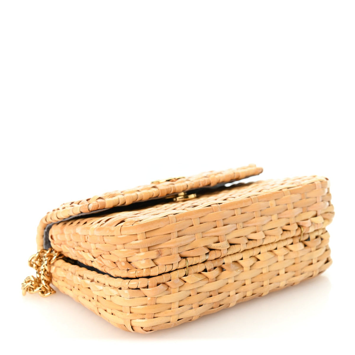 Glazed Wicker Mini Cestino Shoulder Bag Natural