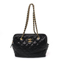 Shiny Caviar Quilted Large Bowling Bag Black Black
