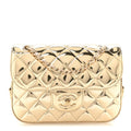 Mirror Calfskin Metallic Calfskin Quilted Hollywood Boulevard Mini Flap With Star Coin Purse Gold