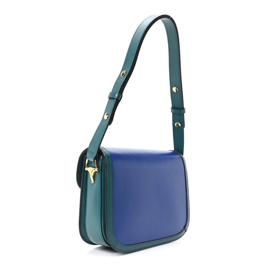 Azalea Calfskin Horsebit 1955 Shoulder Bag Imperial Blue Pavone