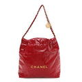 Shiny Calfskin Quilted Small Chanel 22 Red