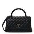 Caviar Lizard Embossed Quilted Small Coco Handle Flap Black