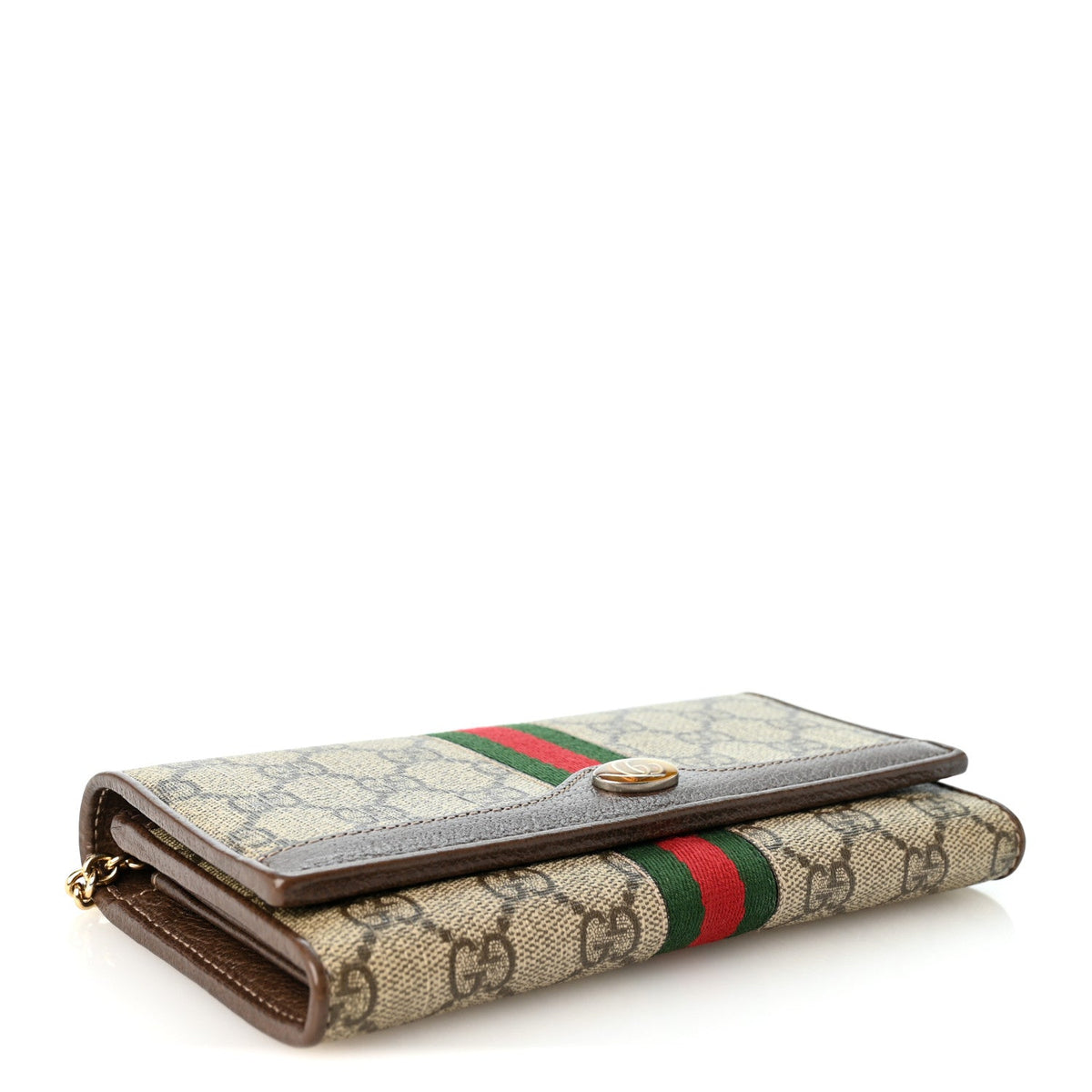 GG Supreme Monogram Web Ophidia Wallet On Chain Brown