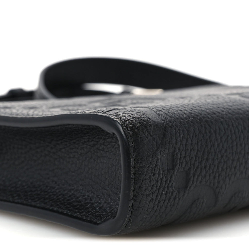Monogram Jumbo GG Textured Dollar Calfskin Crossbody Bag Black