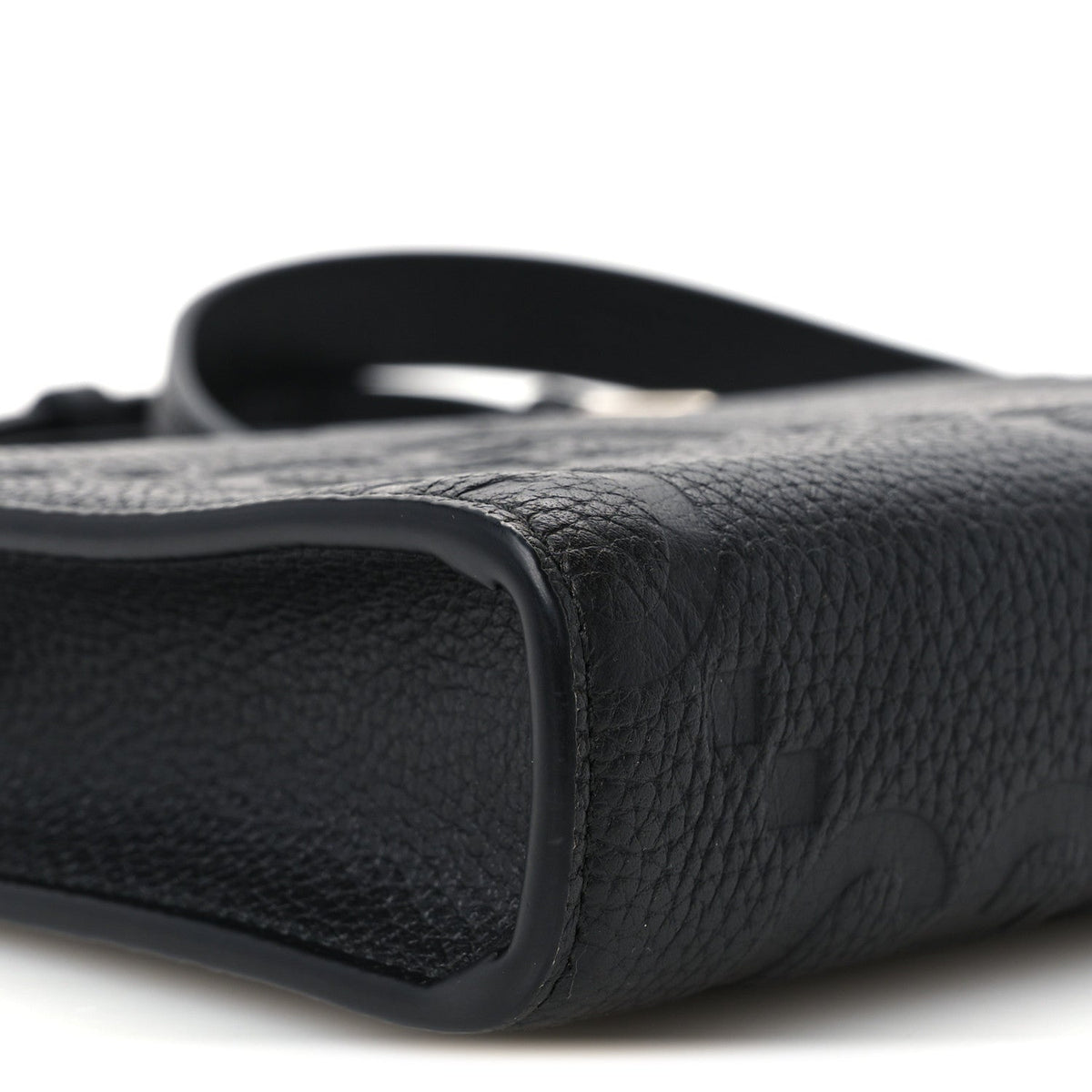 Monogram Jumbo GG Textured Dollar Calfskin Crossbody Bag Black