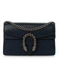 Dollar Calfskin Crystal Super Mini Dionysus Shoulder Bag Blue Agata Black Diamond