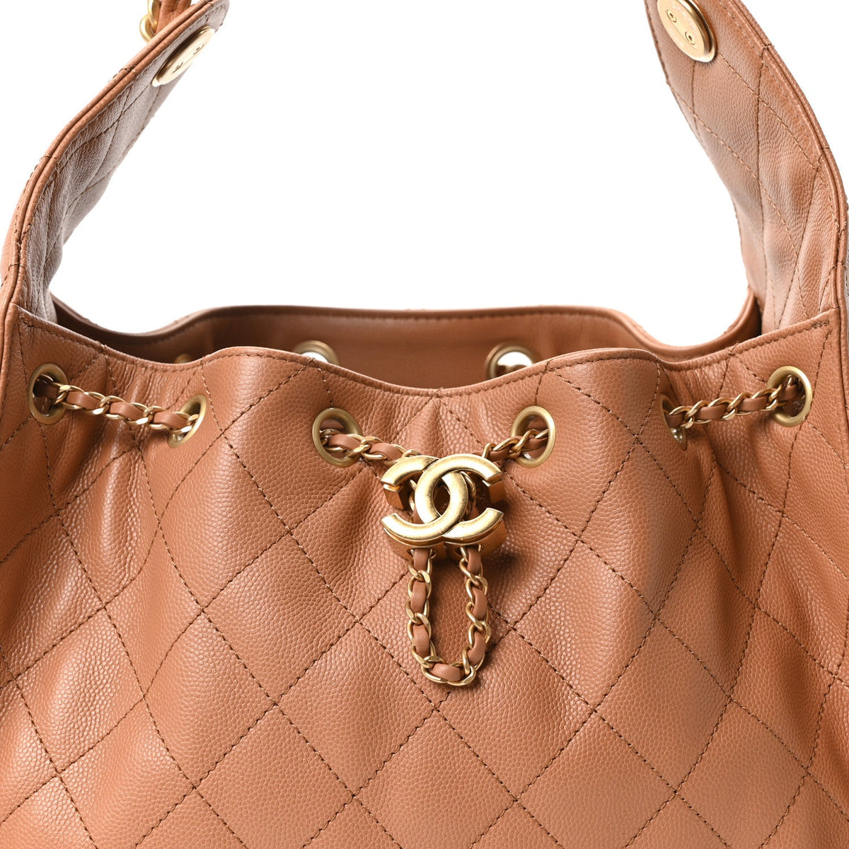 Caviar Quilted Small Chanel 25 Handbag Brown