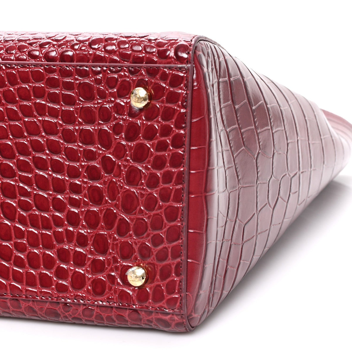Calfskin Crocodile Embossed Archetype Large Shopping Tote Burgundy Burgundy