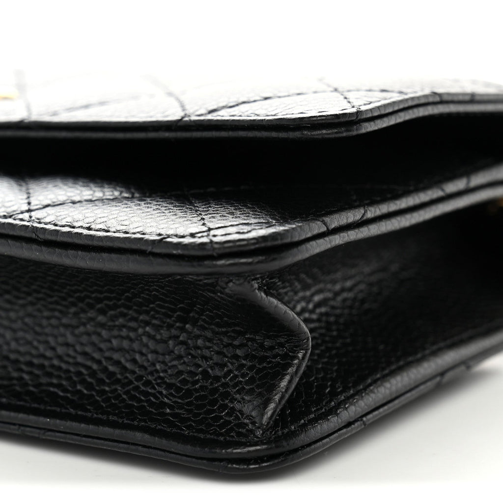 Caviar Quilted CC Turnlock Wallet On Chain WOC Black