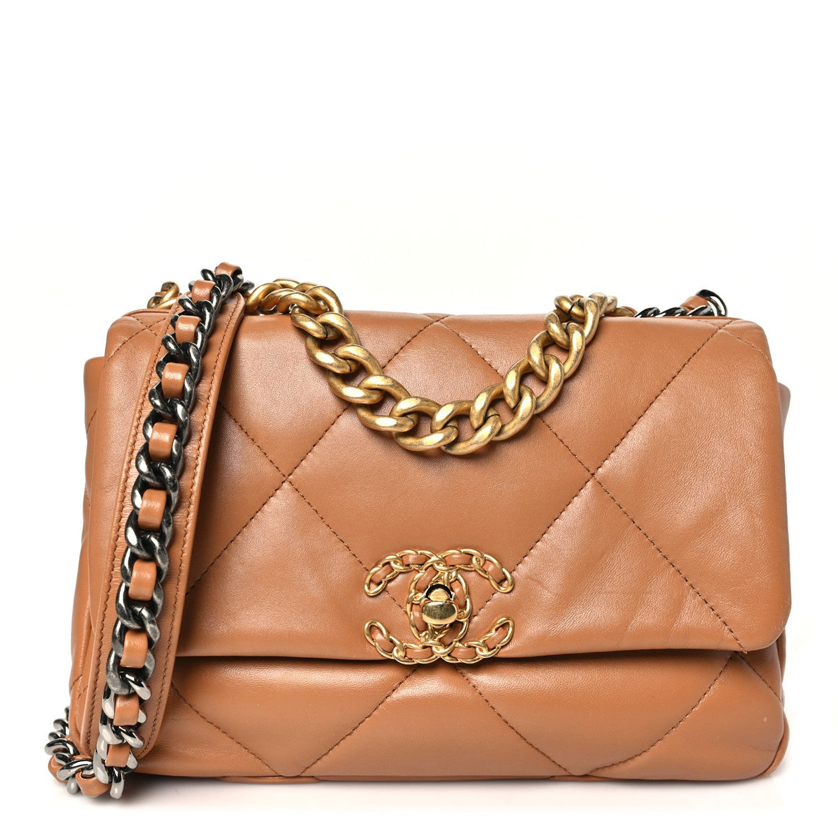 Lambskin Quilted Medium Chanel 19 Flap Brown