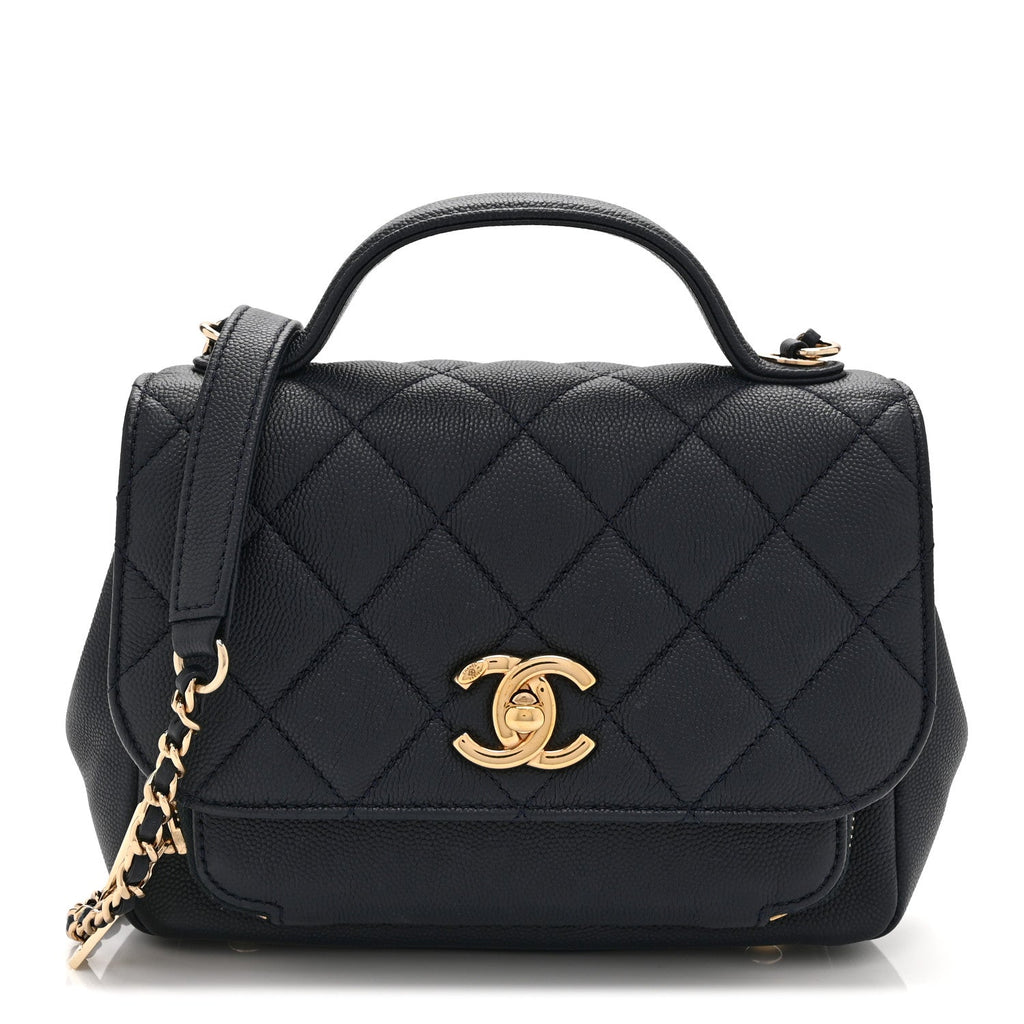 Caviar Quilted Mini Business Affinity Flap Navy Blue