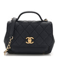 Caviar Quilted Mini Business Affinity Flap Navy Blue