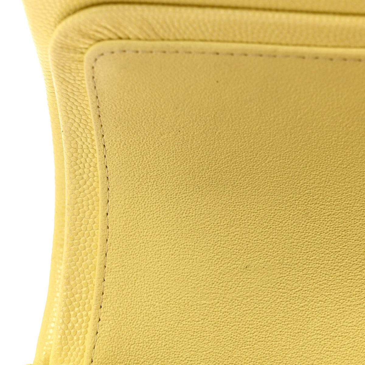 Caviar Quilted Small Double Flap Light Yellow