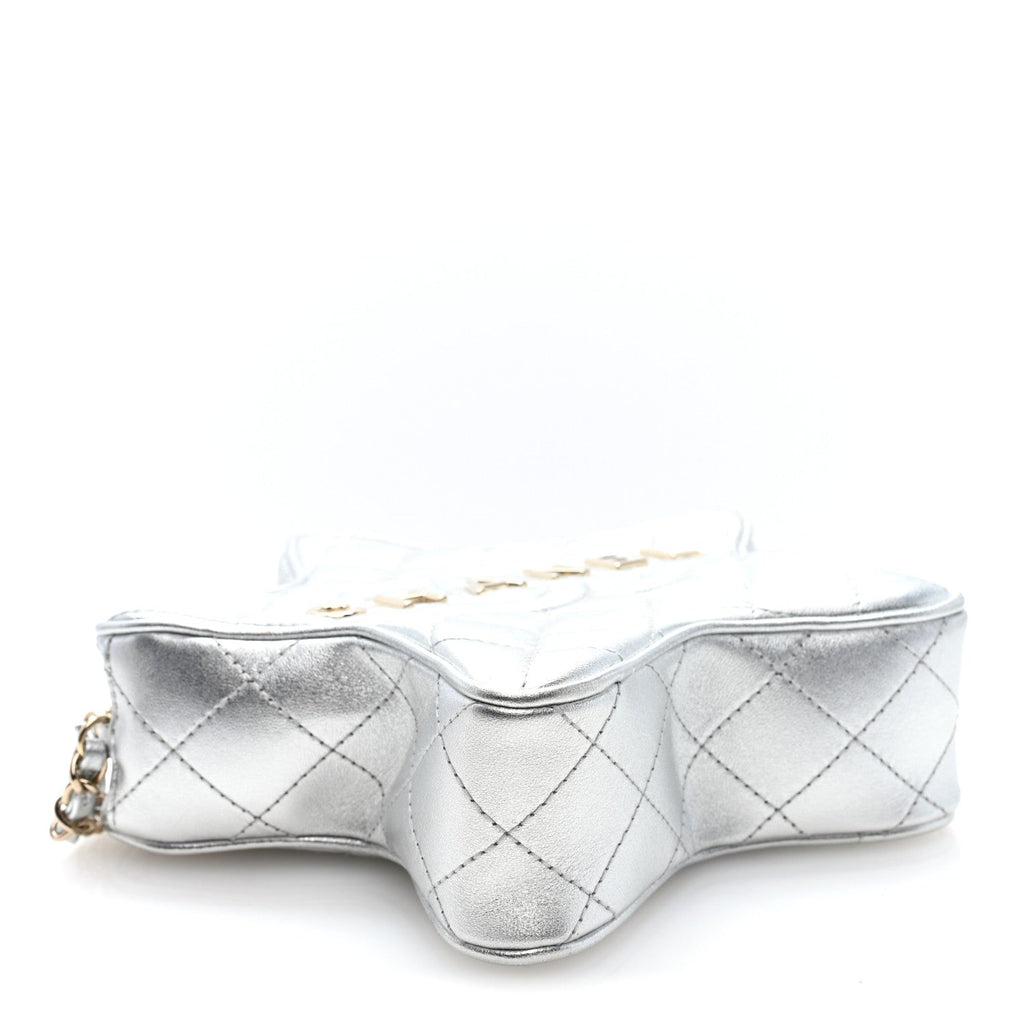 Metallic Lambskin Walk Of Fame Bag Silver