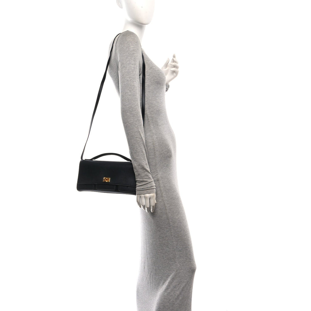 Smooth Calfskin Small Bel Air Clutch On Strap Black
