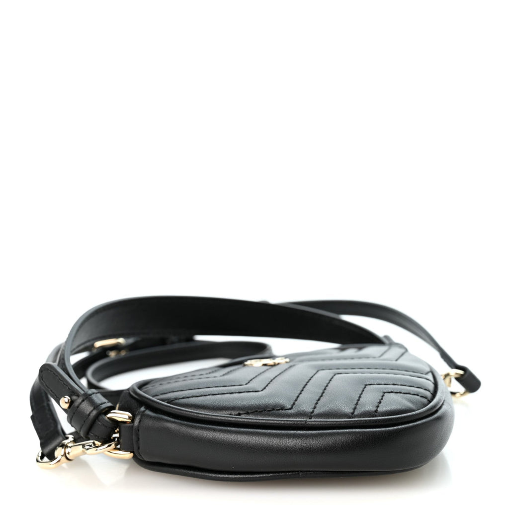 Calfskin Matelasse Mini GG Marmont Heart Shoulder Bag Black