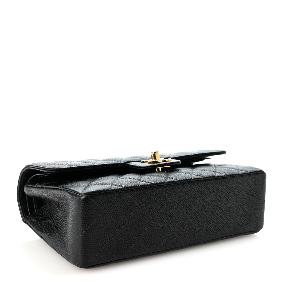 Caviar Quilted Small Double Flap Black