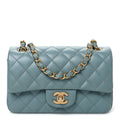 Caviar Quilted Mini Rectangular Flap Blue