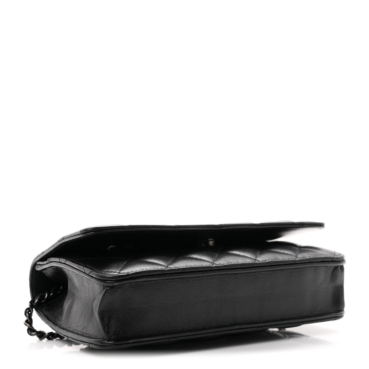 Lambskin Quilted Wallet On Chain WOC So Black