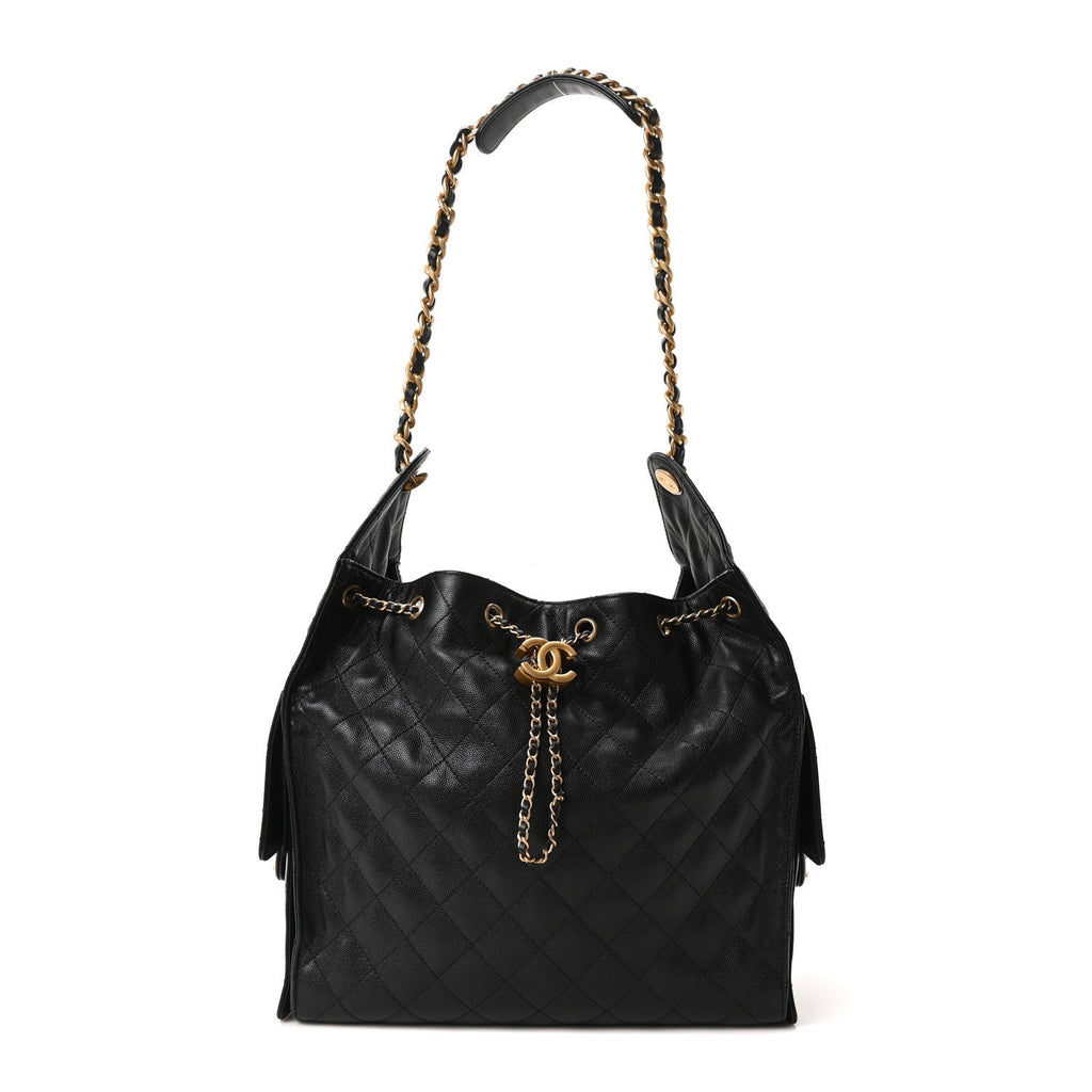 Caviar Quilted Medium Chanel 25 Handbag Black