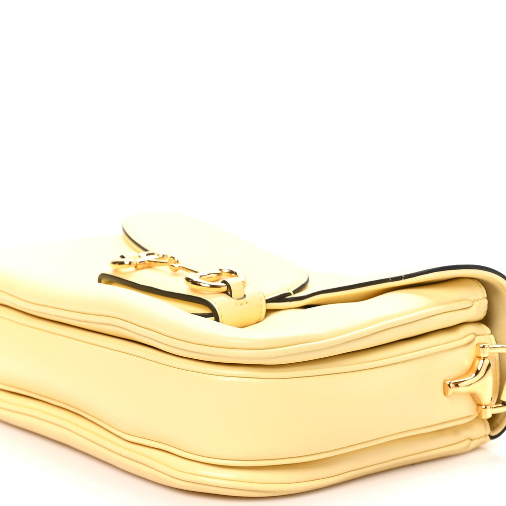 Calfskin Horsebit 1955 Aura Small Shoulder Bag Daylight Yellow
