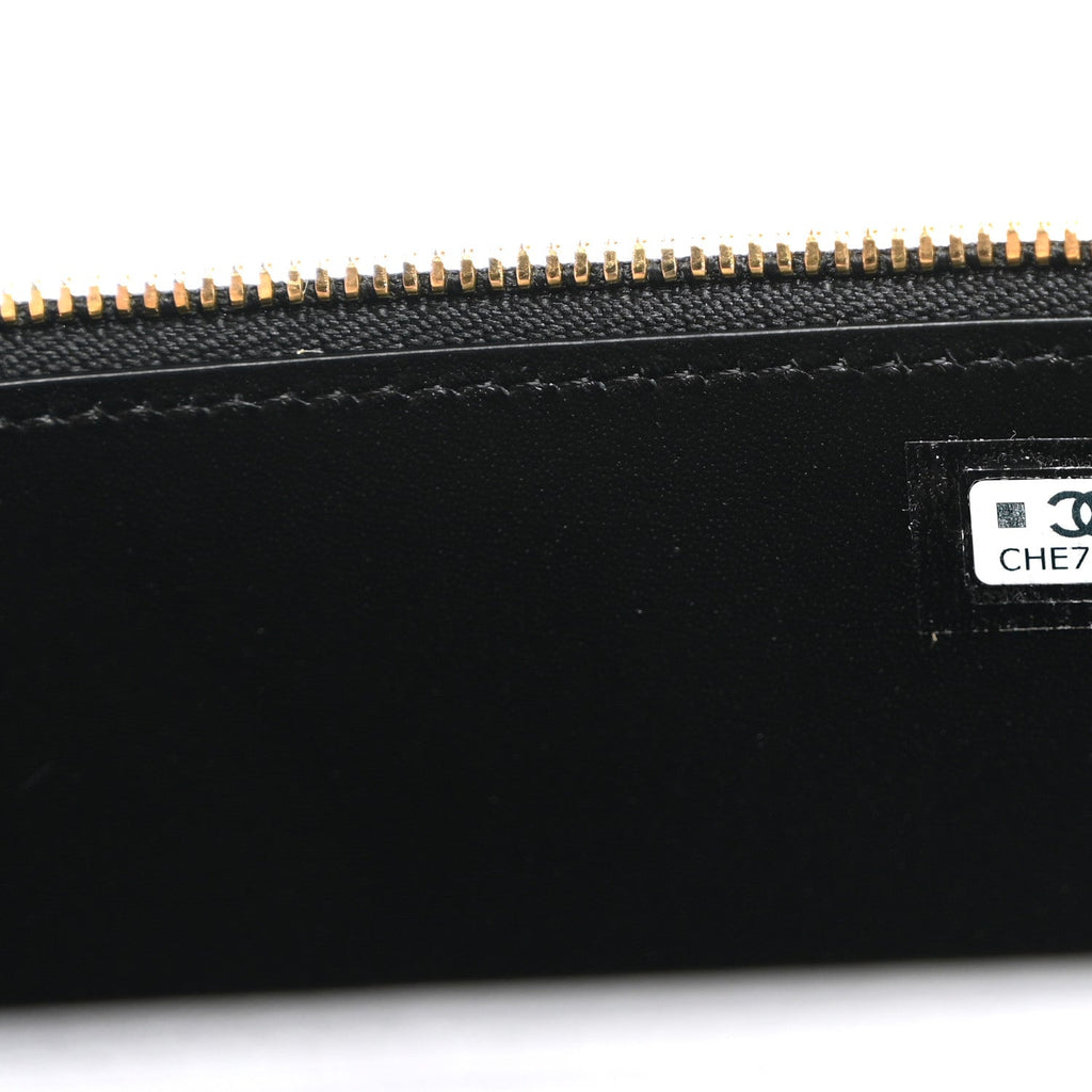 Calfskin Crocodile Embossed Crococo Small Top Handle Vanity Case With Chain Black