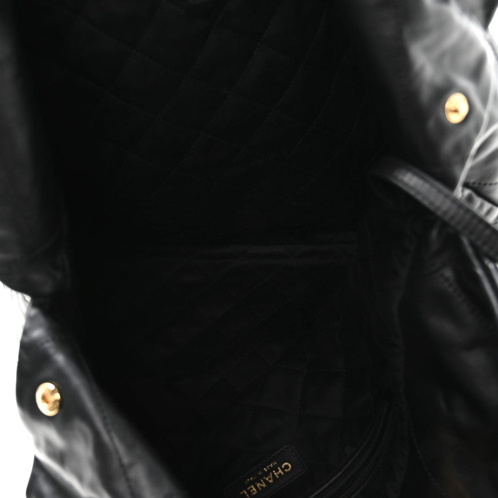 Calfskin Quilted Large Chanel 22 Black White