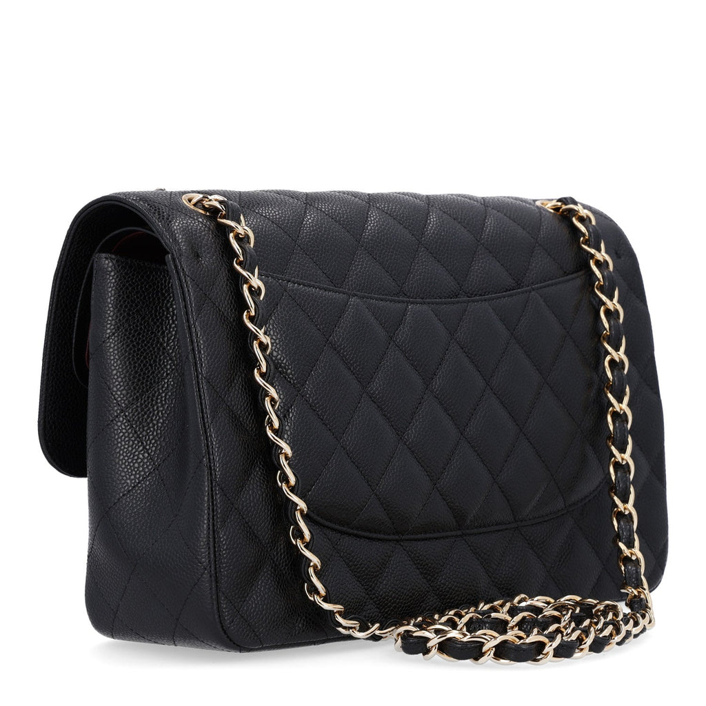 Caviar Quilted Jumbo Double Flap Black