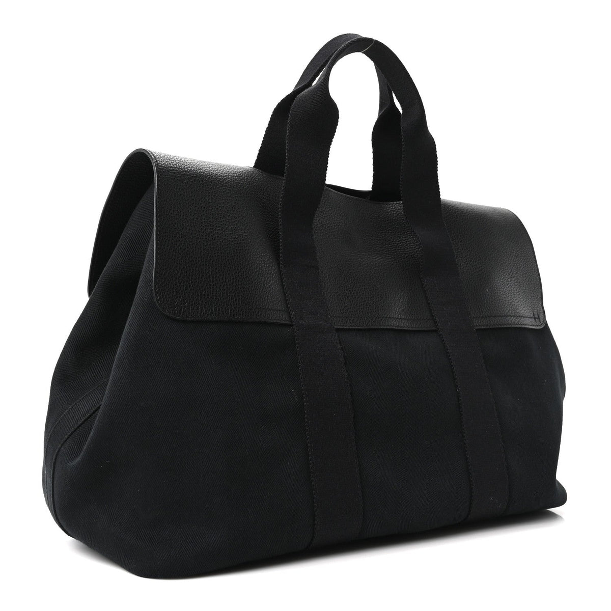 Chevron Herringbone Toile Vache Liegee Valparaiso Tote  MM Black