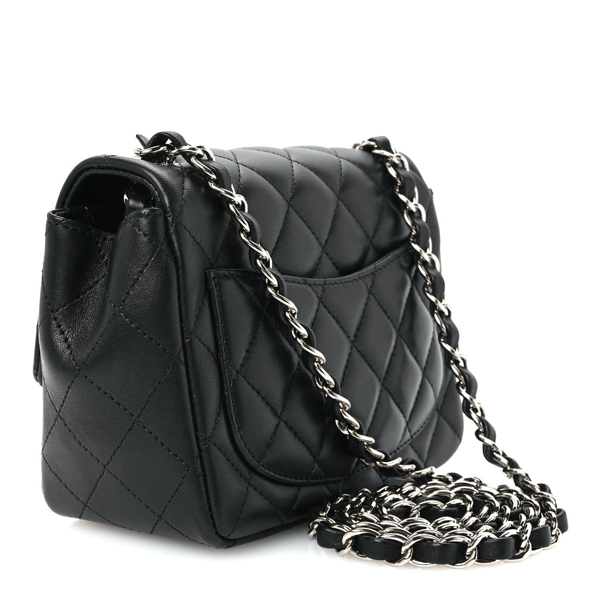 Lambskin Quilted Mini Square Flap Black