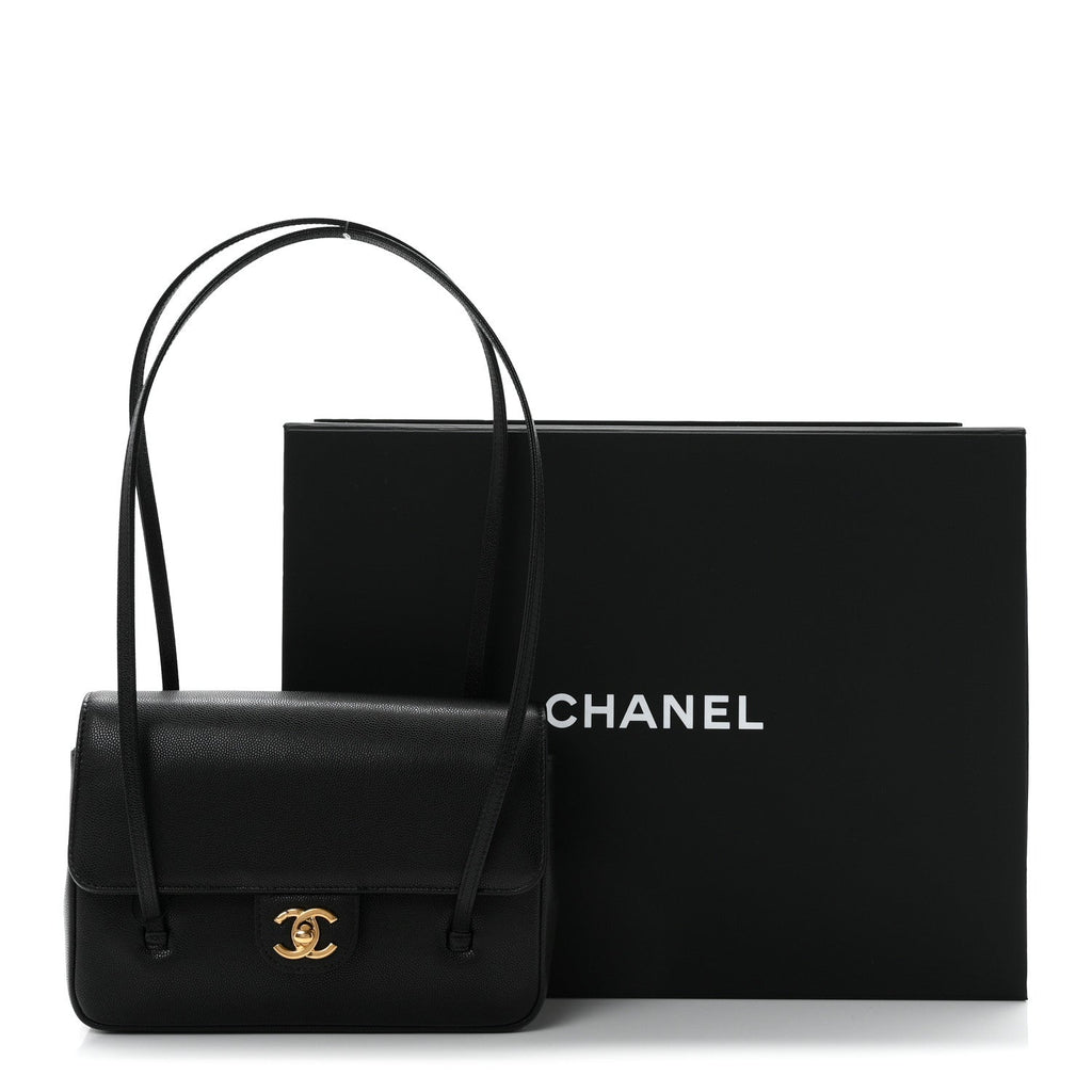 Shiny Caviar Preppy Coco Small Flap Black