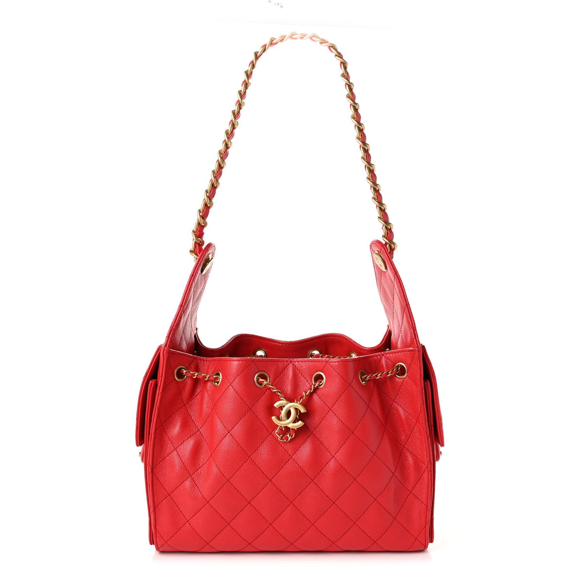 Caviar Quilted Small Chanel 25 Handbag Dark Red