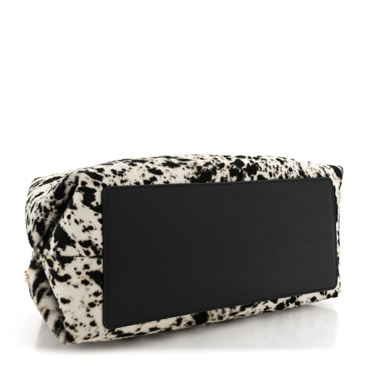 Lambskin Pony Hair Printed Clutch With Chain Black White