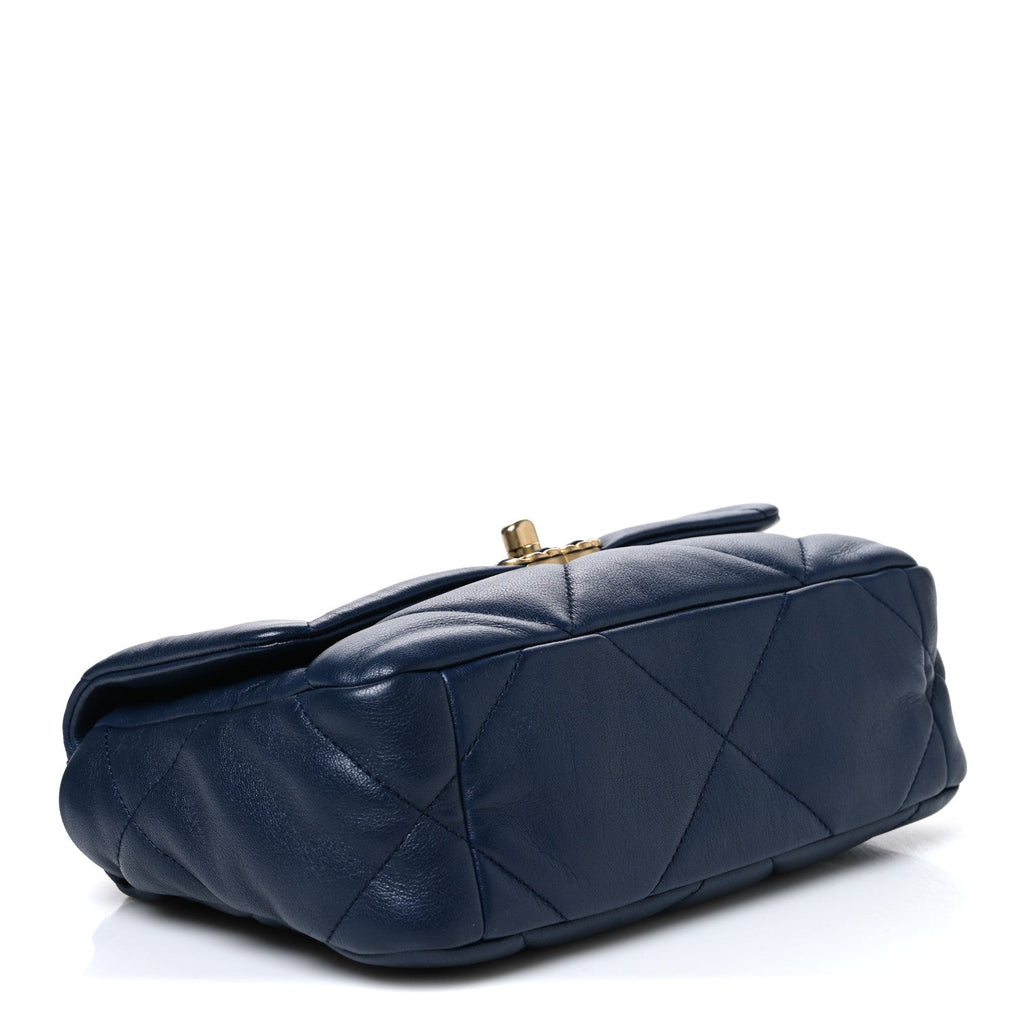 Lambskin Quilted Medium Chanel 19 Flap Navy Blue