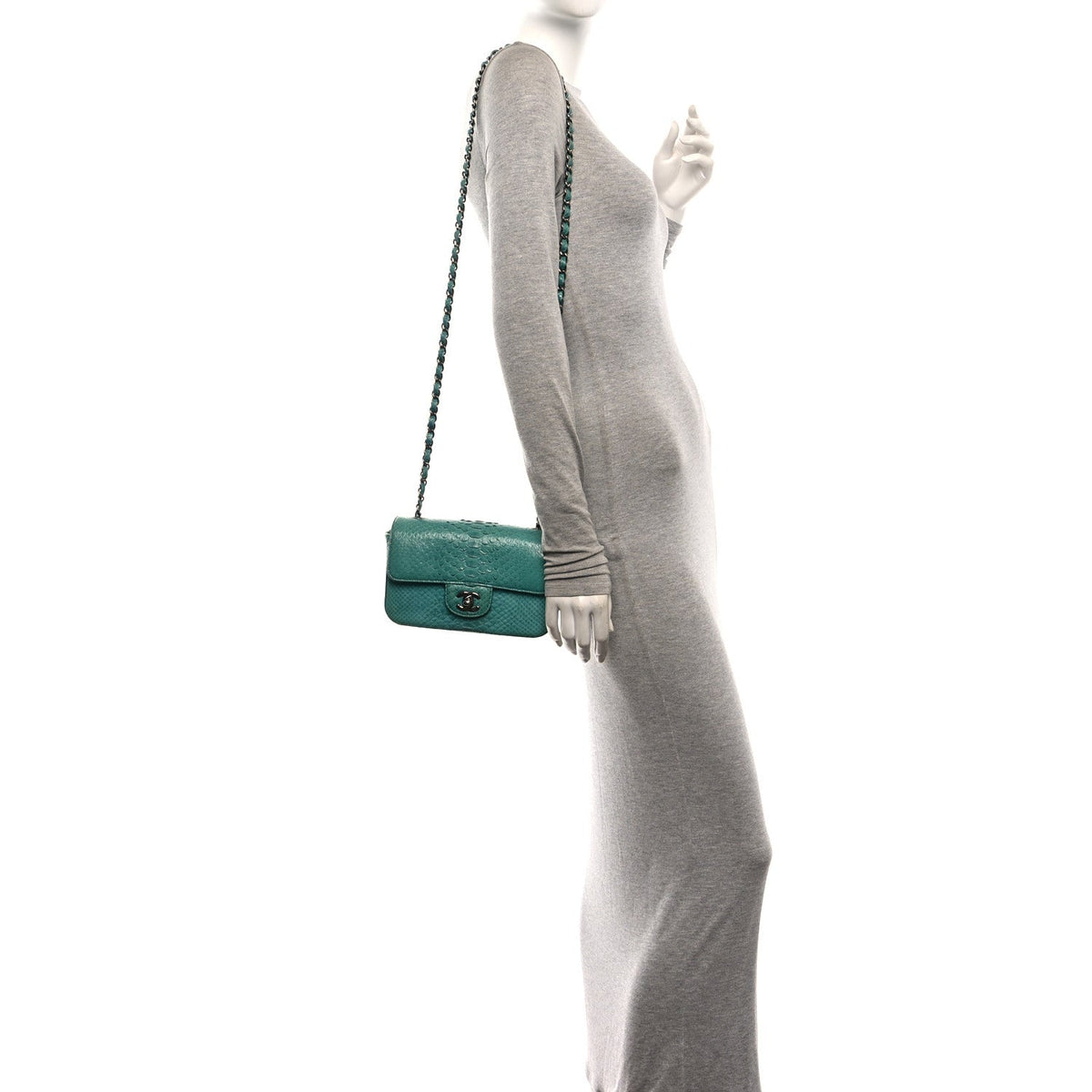 Snakeskin Mini Rectangular Flap Blue