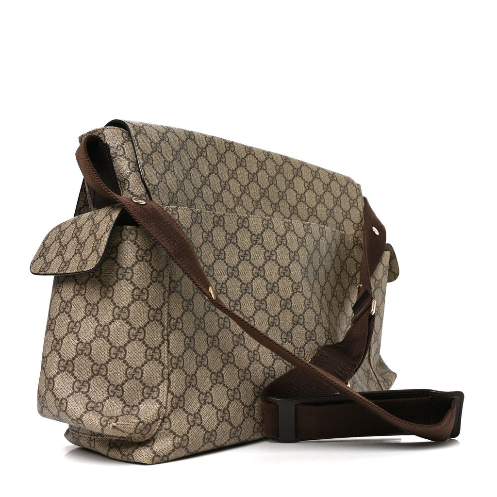 GG Plus Monogram Messenger Diaper Bag Dark Brown