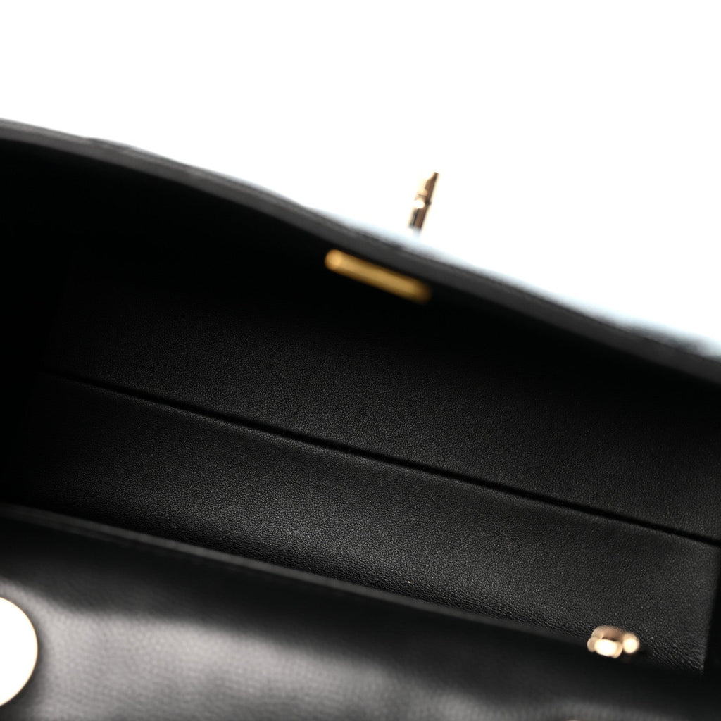 Caviar Quilted Mini Retro Twist Top Handle Flap Black