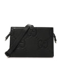 Monogram Jumbo GG Textured Dollar Calfskin Crossbody Bag Black