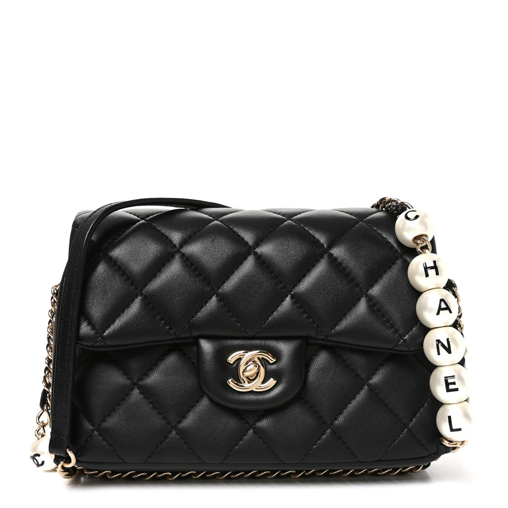 Lambskin Quilted Small My Precious Flap Black