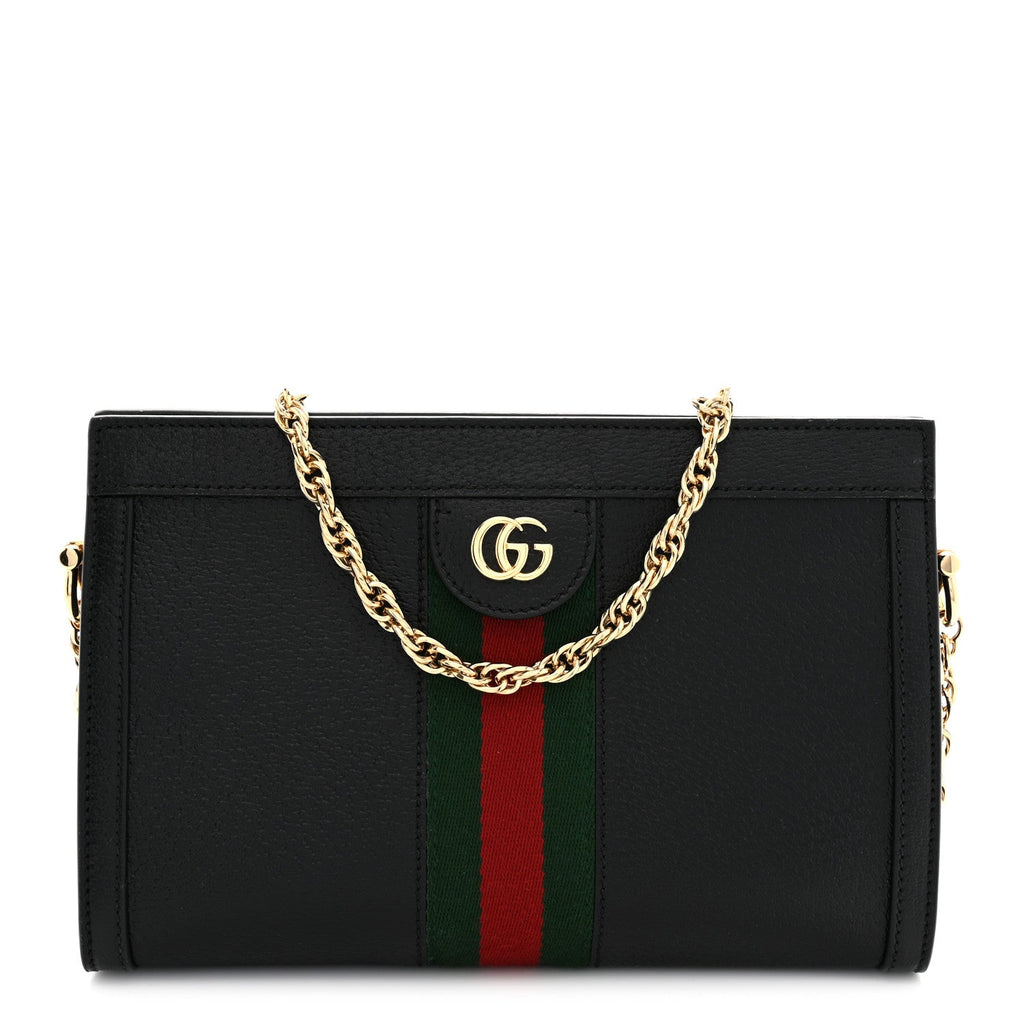Calfskin GG Web Small Ophidia Chain Shoulder Bag Black