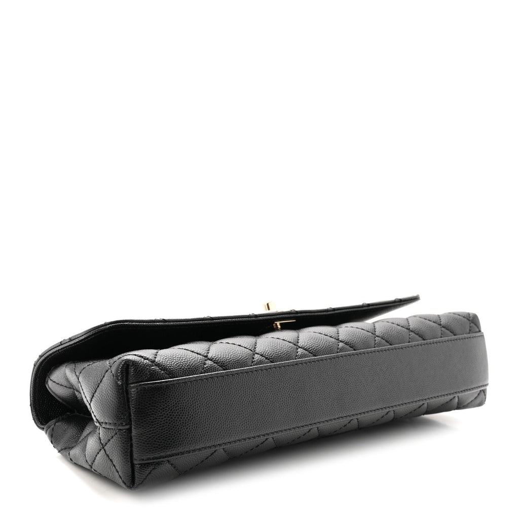 Caviar Quilted Maxi East West Coco Handle Flap Black