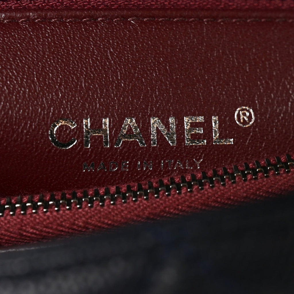 Caviar Lizard Embossed Quilted Small Coco Handle Flap Navy Blue