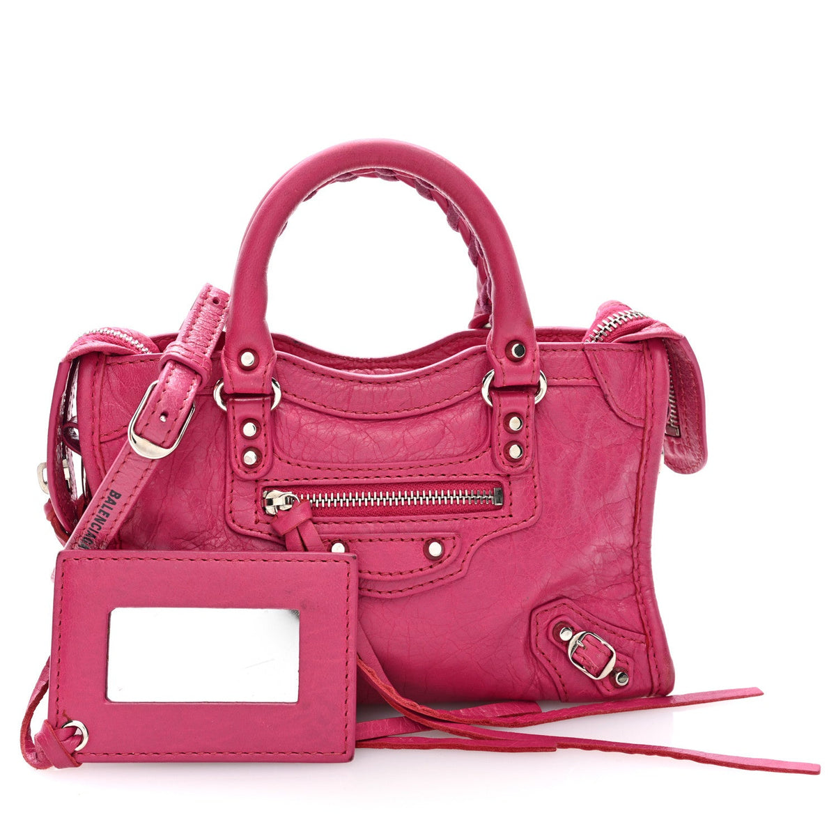 Agneau Arena Silver Hardware Nano Le City Fuchsia