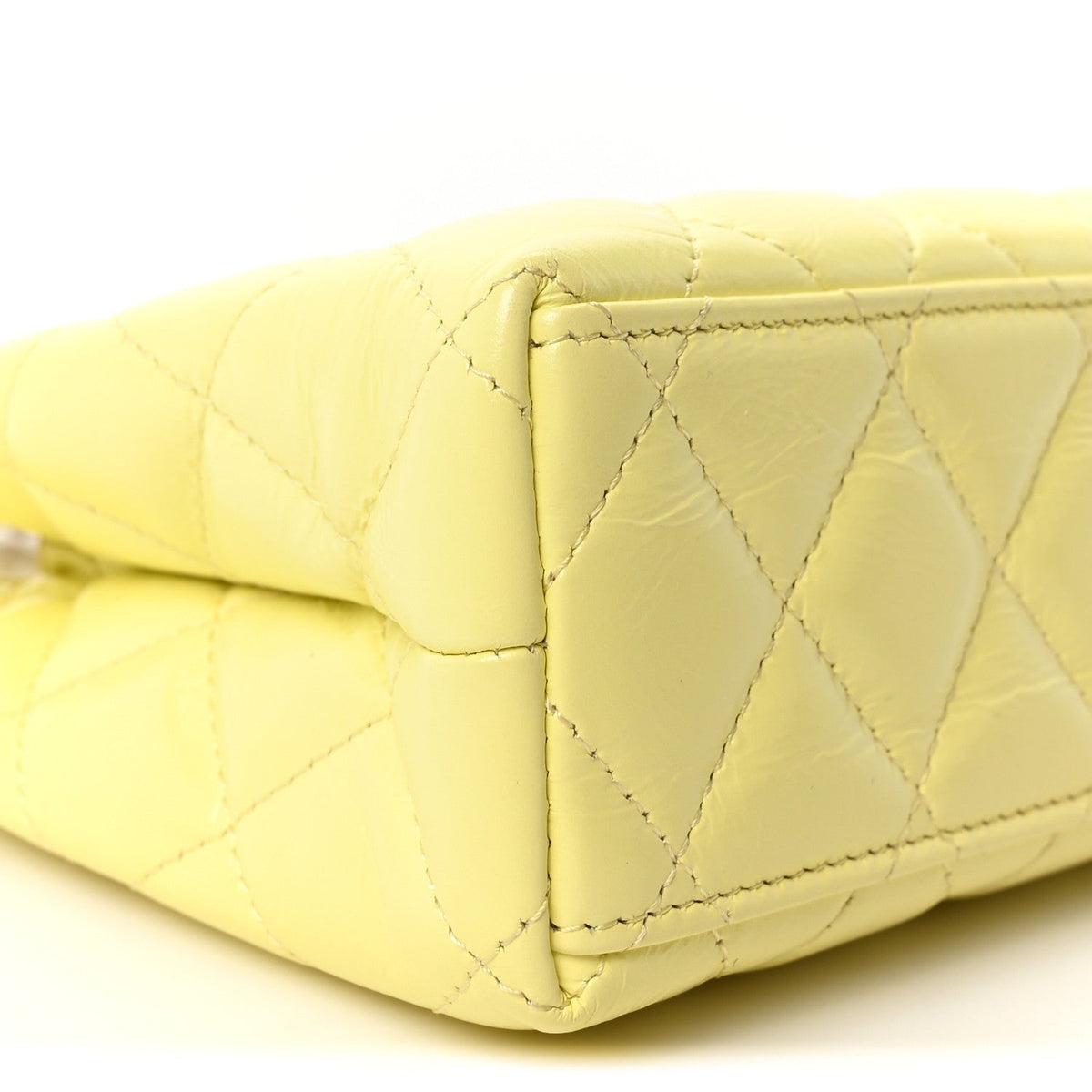Shiny Aged Calfskin Quilted Nano Kelly Shopper Light Yellow