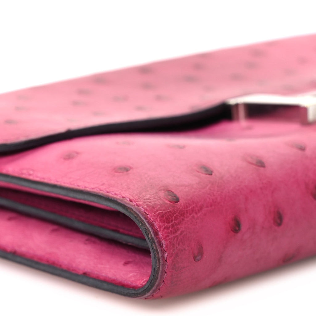 Ostrich Constance Long Wallet Rose Poupre