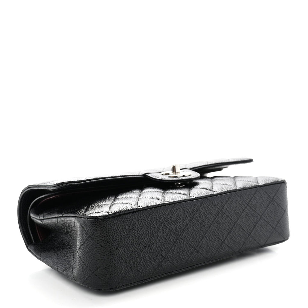 Caviar Quilted Medium Double Flap Black