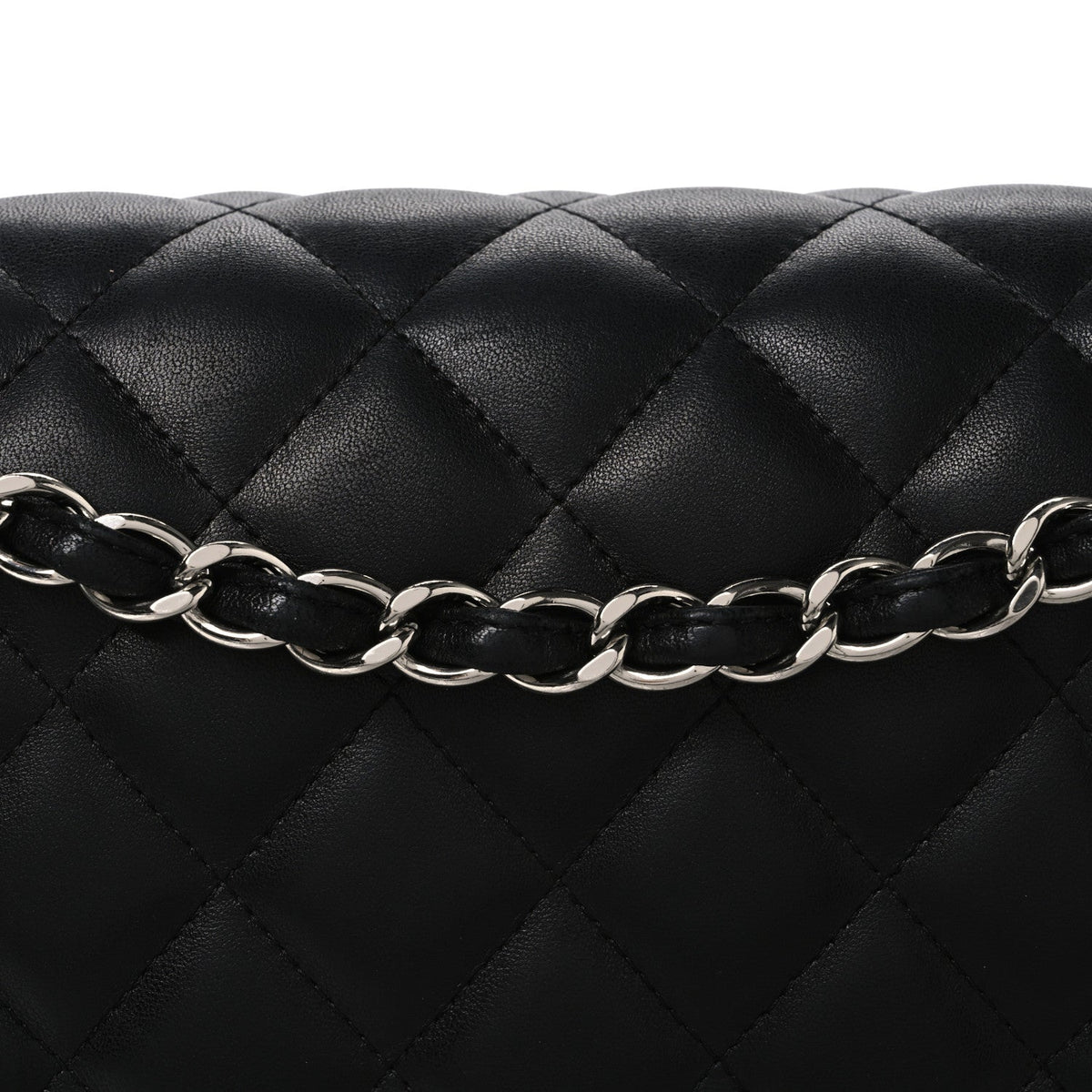 Lambskin Quilted Jumbo Double Flap Black