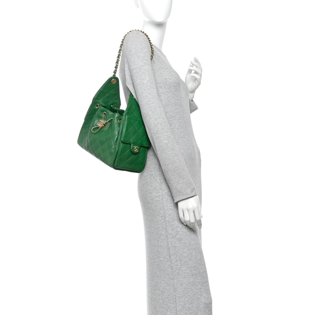 Caviar Quilted Small Chanel 25 Handbag Green