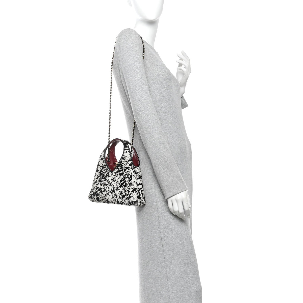 Pony Hair Printed Chic Lady Small Shopping Tote White Black